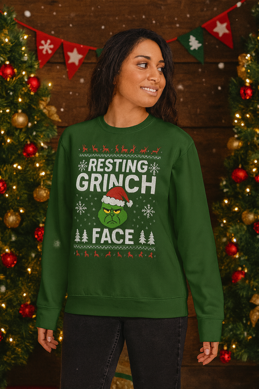 Grinch-Face Christmas Sweater